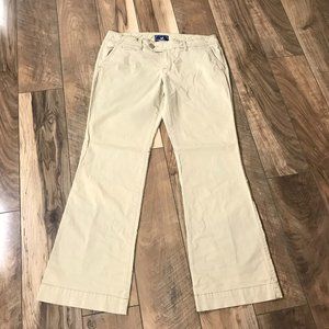 American Eagle Pants Khaki Favorite Trouser Low Rise Flared Women Pants Size 14